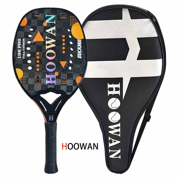 Racquets de squash Hoowan Buckmie Brand 18K Pro Beach Tennis Racket Fibra de carbono Paddle para Avançado Dica Avançada de 20mm de 20 mm 230821