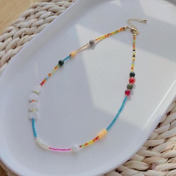 Choker Shell Heart Halskette Boho Mix and Match Jewelry Natural Pearl Perlen für Frauen Accessoires Großhandel
