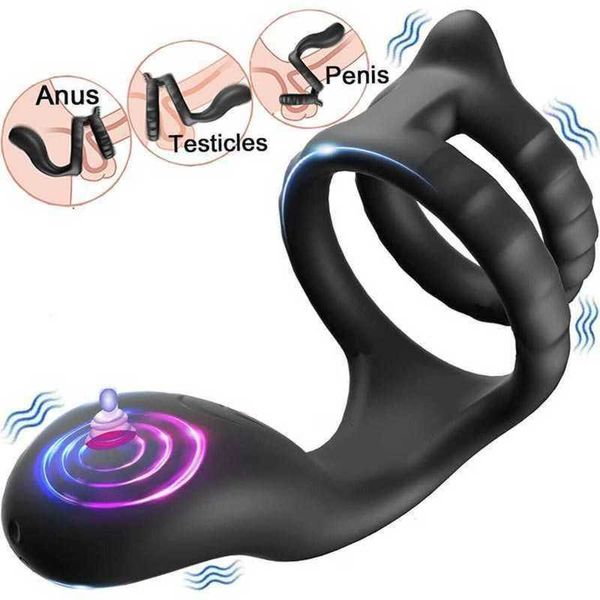 Massageador de próstata pênis anel vibrador testículo massagem anal butt plug galo masculino masturbador cocking para homens casais