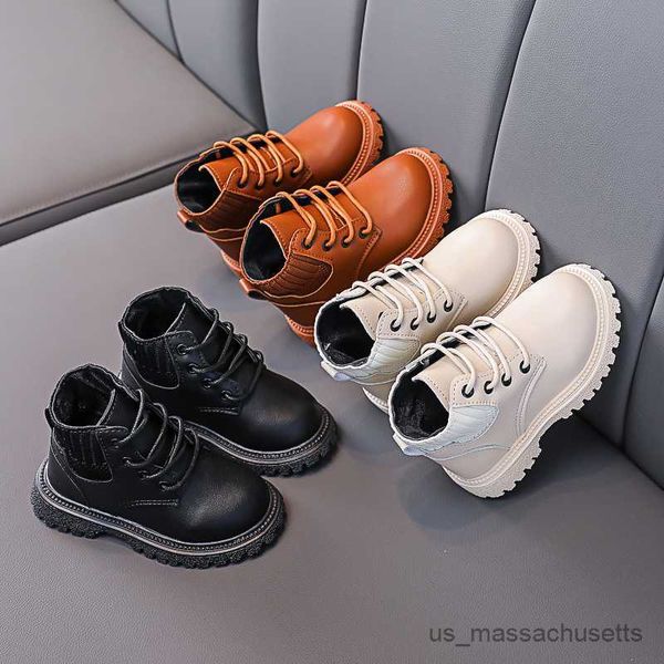 Botas outono inverno baby moda boots anos meninos meninos de couro de couro de boots baby criança moda tênis à prova d'água infantil r230822