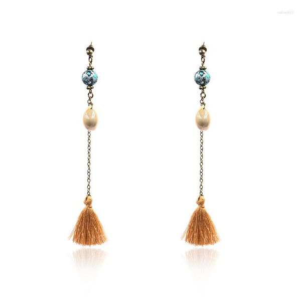 Dangle Ohrringe Designer Marke Natural Shell Long Quaste für Frauen Vintage Fashion Blue Perle Drop Dangler Partyannsary Jewelry