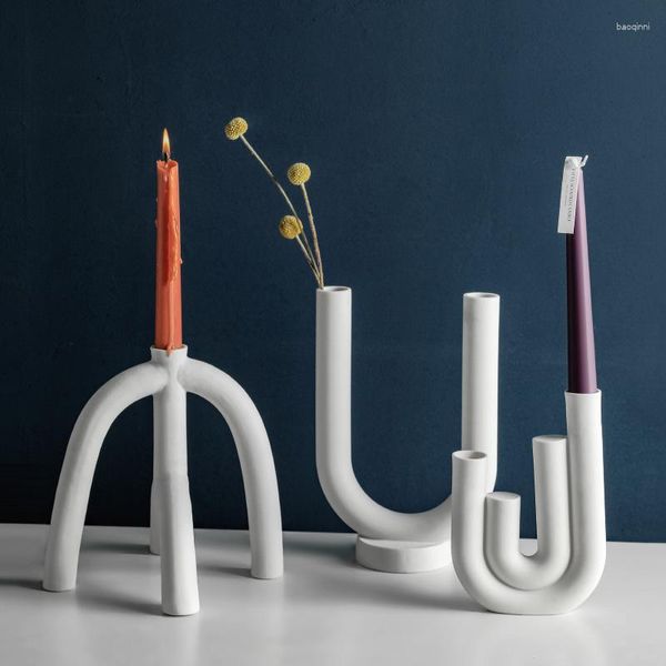 Candele Cancile Creative Creative Ceramic Decorazione per la casa El Model Modern Minimalista Soggiorno Cabinetti Candlestick Decor