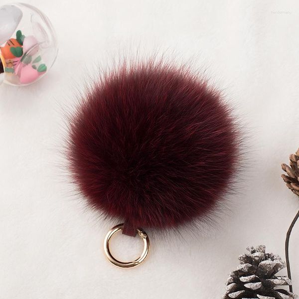 Keechhains 12 cm Fluffy Vero pallone da pelliccia POMS porta Keychain per donne Luxury Pompom Keyring Accessori Borsa Decorazione Emo Gioielli Gioielli Gift