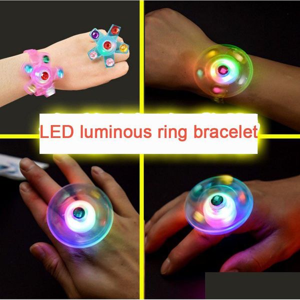 Party Gunst LED Luminous Ring Armband Kleine Spielzeug Fingerspitze Gyro Spiraljahr Kinderbetrieb nach Hause Home Garden Festliche Vorräte sogar Dhxyq