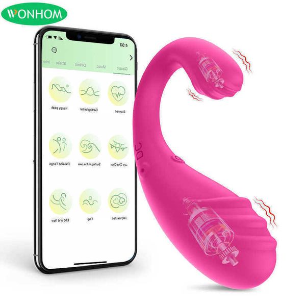 Doppi vibratori vaginali controllati da app G-spot Uovo vibrante anale Stimolatore indossabile Sexo per adulti per donne Coppie