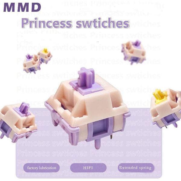 Teclados mmd princesa hifi switch banana divide o teclado mecânico tátil linear personalizado para gmk67 testador sagrado switches 230821