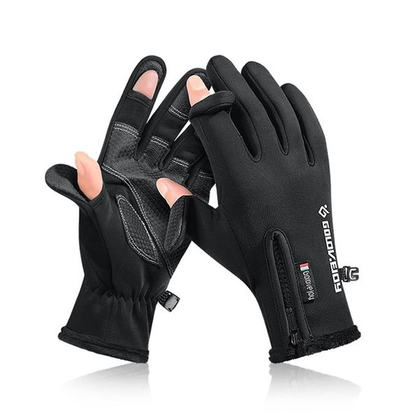 Männer und Frauen im Freien wasserdichte Finger exponierten Touchscreen Winter Fleece Thermal Motorradzyklus Rennlaufhandschuhe 2201082587