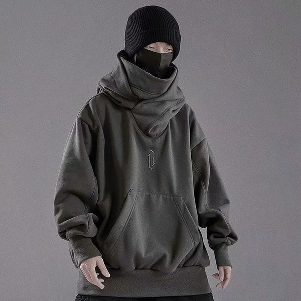 Erkek Hoodies Sweatshirt Sweatshirt Erkekler için Sweatshirt Erkek Ninja Tarzı Japon Hoodie Sonbahar Kış Katı Yurdlanda Uzun Kollu Hoodie Cep Punk Büyük Boy Üstler 230822