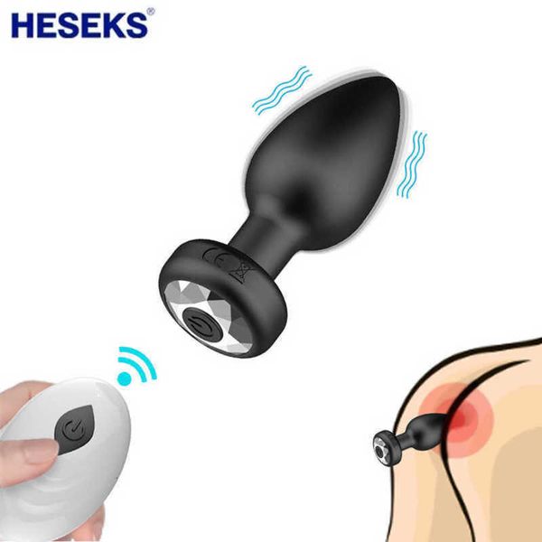 Heseks 10 modos de vibração butt plug controle remoto sem fio vibradores anal sexo culo para hombre feminino