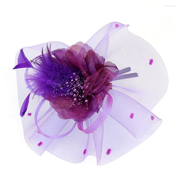 Bandanas squisito copricapo floreale a fascia floreale per capelli da donna decorazione per la serata da sera (viola)