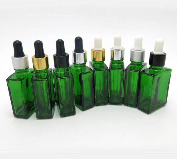 Lagerflaschen 30 ml nachfüllbar leer grün flach flüssiger flüssiger Behälter 1 Unzen Glas -Tropfen 200pcs