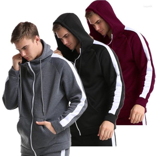 Jackets masculinos 2023 Primavera e outono Capuz casual com veludo zíper térmico esporte suéter de cor sólida para homens roupas masculinas soltas