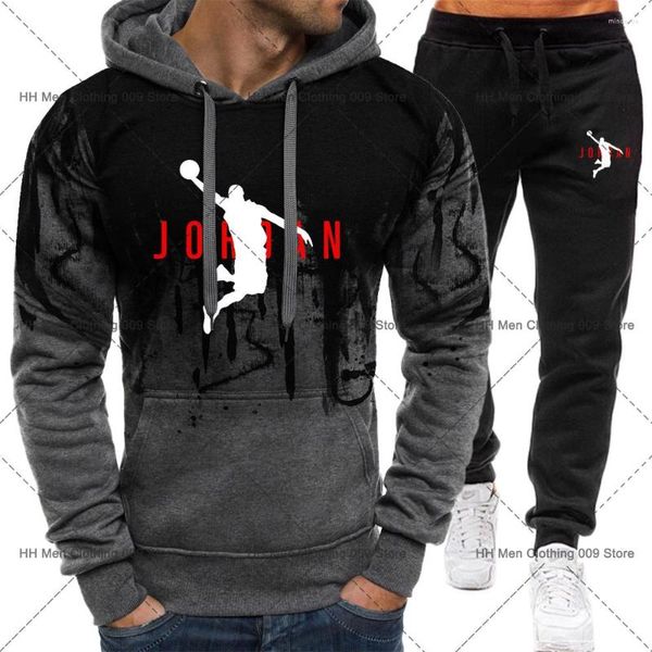 Herren Tracksuits Herren Trailsuit Jo Print Sweatshirts und Jogginghosen 2 Stück Set Casual Sport Jogger Outfits Hoodie Anzug Mann Kleidung