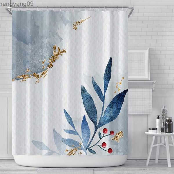 Rideaux de douche Rideau de douche impression numérique créative rideau de salle de bain étanche couverture de douche domestique feuilles rectangulaires imprimées R230829