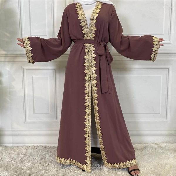 Etnik Giyim İslami Elbiseler Abayas Polyester Sıradan hafif Strech Yetişkin Satin Abaya Eid Mübarak Kaftan Dubai Türkiye Müslüman İndirim