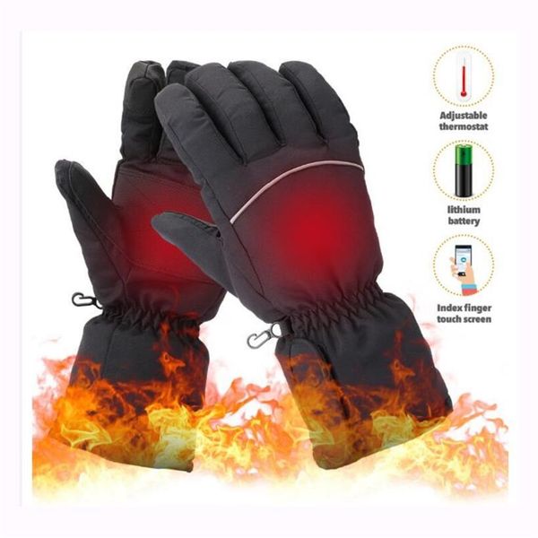 Luvas aquecidas Aquecedores Bateria elétrica recarregável Calha de ski térmico de inverno Ciclismo Mittens Outdoor Climbing298G