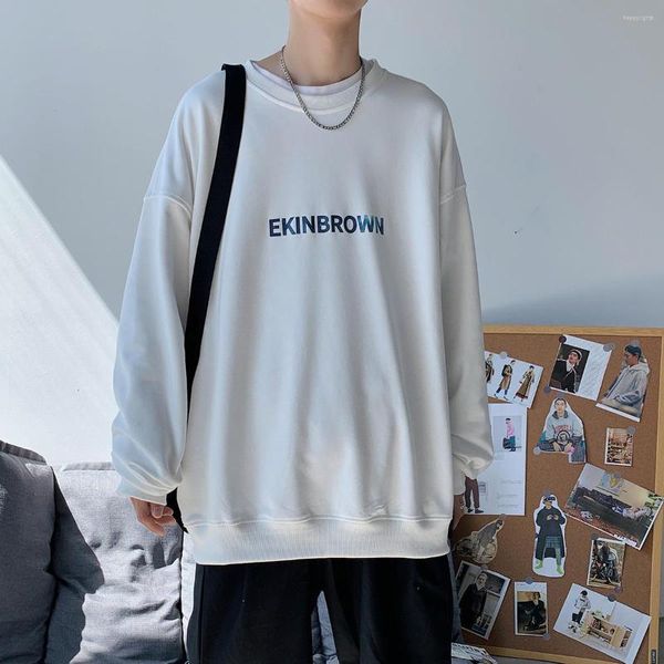 Con cappuccio per uomini uomini harajuku felpe lettere hip hop coreana stampa di base pullover oversize