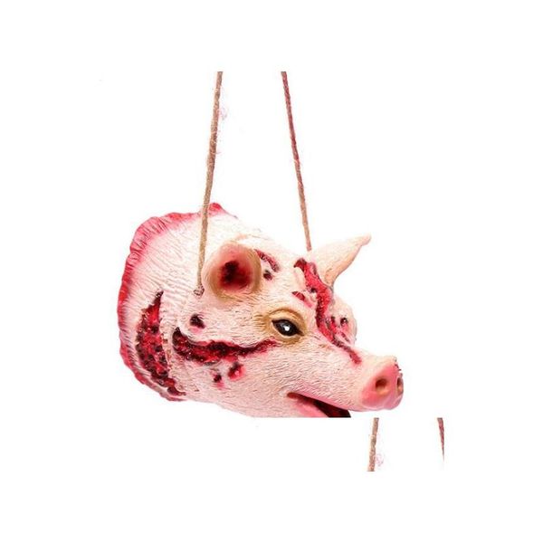 Decoração de festa Colar de forma de animal assustador - Bloody Pig Cabeça Bat Rat Spider Aderens para decorações de Halloween Drop Delivery Dhrl4