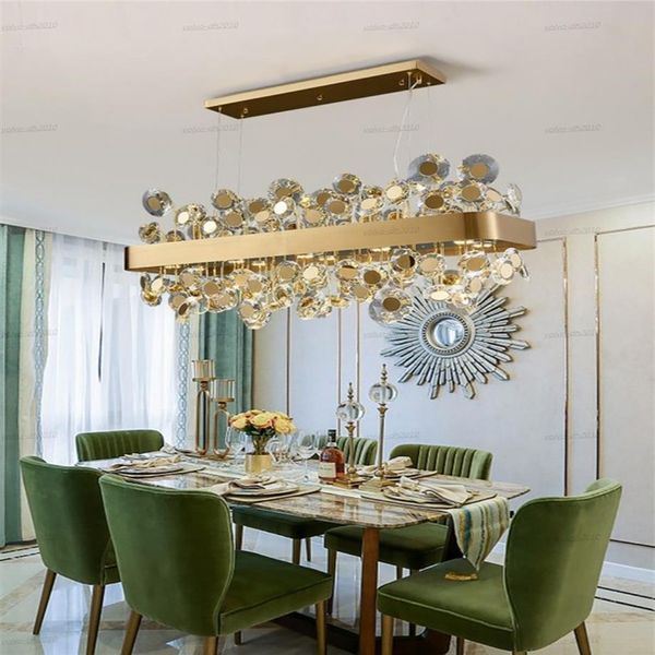 Illuminazione del lampadario in oro nero di lusso per sala da pranzo villa appartamento soggiorno rettangolo le lampadario appeso cucina moderna 2284