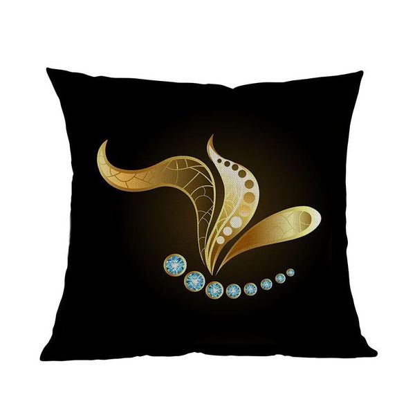 Cuscino/cuscinetto decorativo sfondo nero diamante e farfalle dorate motivi in ​​lenzuola cassa divano divano casa decorativo er 45x4 otp6g