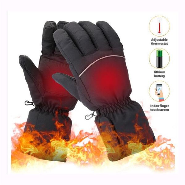 Luvas aquecidas Aquecedores Bateria elétrica recarregável Calha de inverno Ciclismo de esqui térmico Mittens Outdoor Climbing309Q