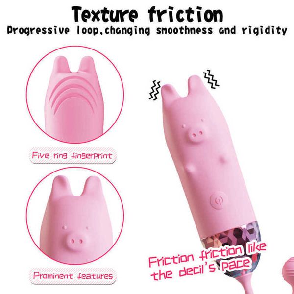 Little Pig Multi Frequenz drahtloses Ei, der starke Schock Mini -Frauen stumm laden Masturbation Silikon Shaker