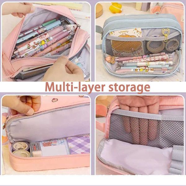 Lernspielzeug Korea Niedliche Federmäppchen für Mädchen Federmäppchen Wasserdichtes Segeltuch Schul-Make-up-Tasche Bleistiftbeutel StifteboxPapeleria Kawaii Briefpapier