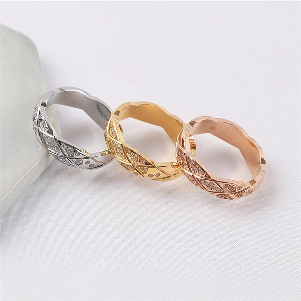 Anello lucido ad alta fascia Diamond CONTROLLA DESIGN CLASSE DESIGN RIGHI RINGHI MULticolore in acciaio inossidabile Rings Gioielli di moda WHO258L