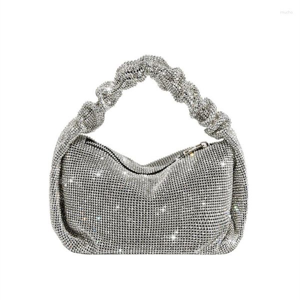 Sacchetti da sera sphone sphone borse da donna designer bling in argento pieghettata a mano borsetta hobos femminile borsetta