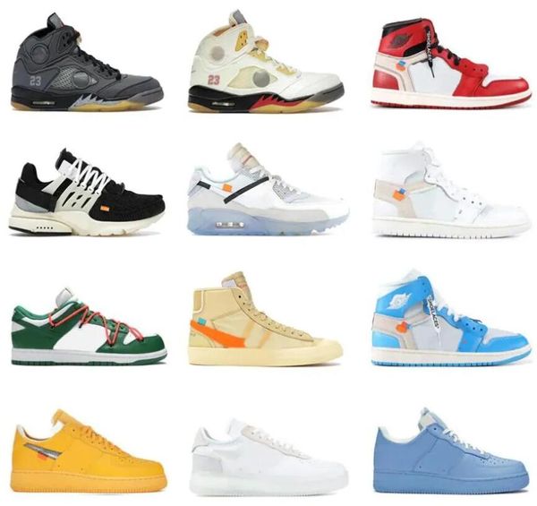 Novo lançamento fora do preto preto 2.0 unc Sapatos 1 High OG White Chicago 4 Sail Volt MCA University Gold Blazer 90 Low 2s Pine Green 5 homens homens tênis ao ar livre