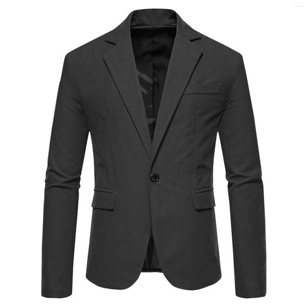 Herrenanzüge Mode V-Ausschnitt Casual Anzug Büromantel männlicher Herbst Single Breasted Black Formal Meeting Wear Business Männer Feste Farbe