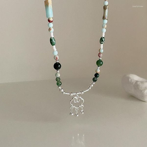 Ketten Tiowios 2023 Buntes Perlenkonzentrische Lock -Halskette für Frauen Vintage Persönlichkeit Mode Heckkettenkragen Kette