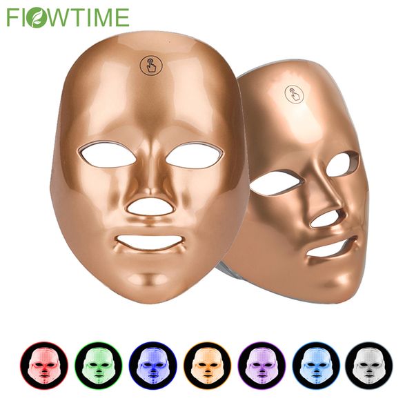 Gesichtsmassage 7 Farb LED -Gesichtsmaske Pon Therapie Anti -Akne Falten Gesicht Whiten Haut Verjüngung Hautpflege Schönheit Maske Maschine 230822