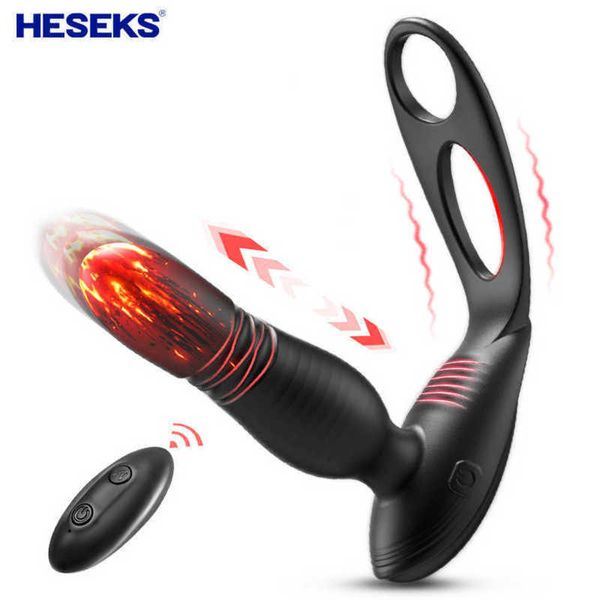 Heseks Thrusting Anal Plug Vibratori con telecomando Massaggiatore prostatico Masturbatori per uomo