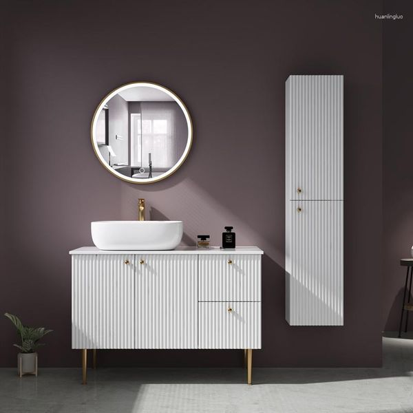 Set di accessori per il bagno moderno moderno mobile per bagno in legno massimo in legno lavabo