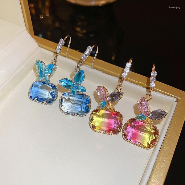 Brincos Dangle 2023 Simplicidade coreana Crystal Butterfly Fashion Luxury Sweet Senior Geométrico Feminino Jóias