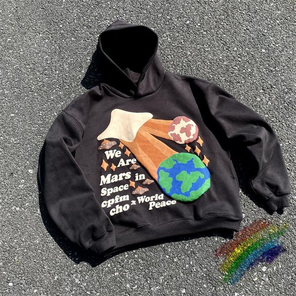 Erkek Hoodies ve Earth CPFM.XYZ Yüz Köpük Erkek Kadınlar Hoodie En Kalite CPFM XYZ BUGÜN BOTH AUT AĞAÇ KİMEN KULLANMAK UNISEX GOODED KÜÇÜK