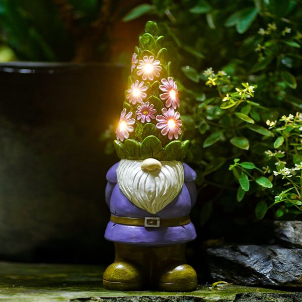 Садовые украшения Goodeco Solar Gnome Статуи со светодиодными светильниками.