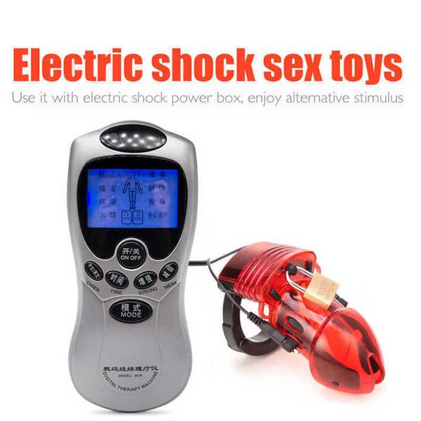 Massagegerät Sm Electric Pulse Shock Keuschheits-Hahnkäfige für männlichen Masturbator Erotikartikel Dildo Vibrator Penisstimulation Gürtelschloss