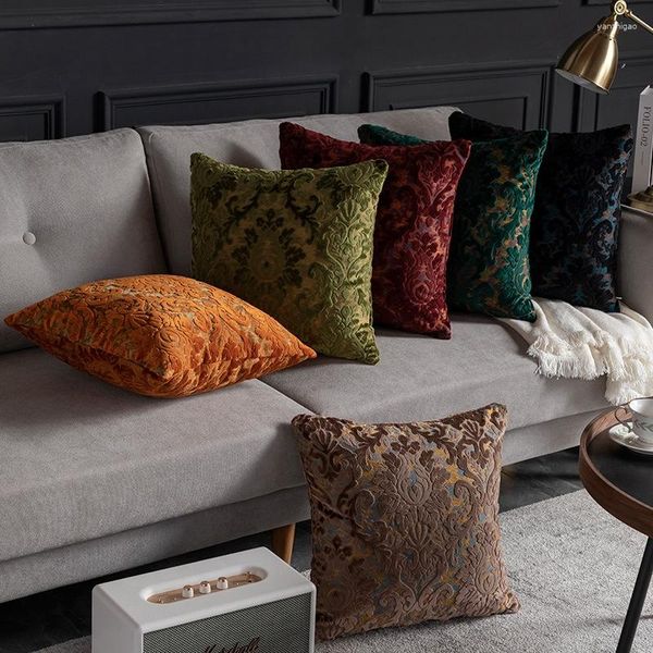 Подушка европейское стиль жаккардовый крышка с твердым цветом геометрические цветы декоративные подушки домашняя спальня диван наволоч