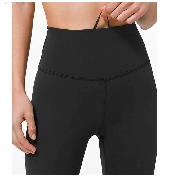 Calças de ioga LL Wunder Train femininas esportivas de cintura alta leggings usadas em água nude para ioga