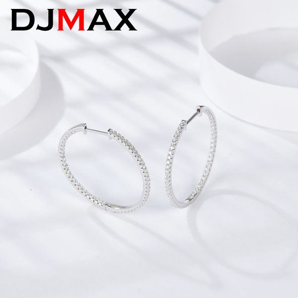 Kulak manşet 2023 Djmax Kadınlar İçin Tam Hoop Küpeler En Kalite Orijinal 925 STERLING Silver Lady S Diamond Stud 230822