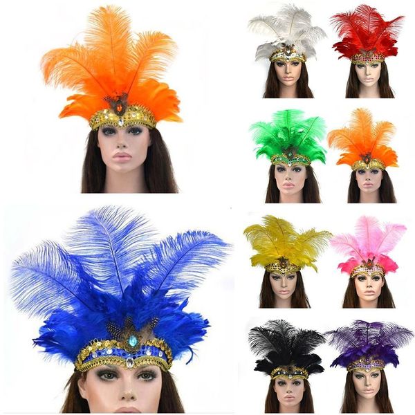 Haarzubehör Fashion Accessoires Haarband Indian Peacock Feather Kopfschmuck Haar Kopfband Stirnband für Erwachsene und Kinder Halloween Carnival 230821