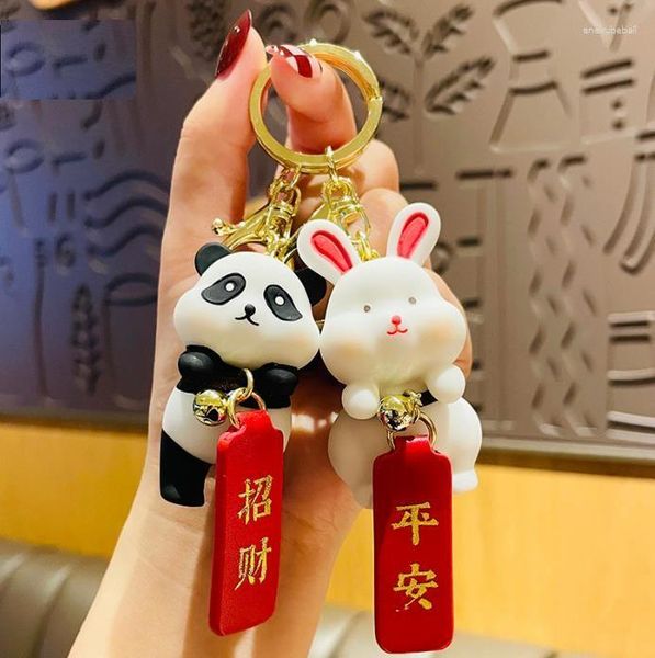 Keychains Kawaii Panda Keychain Lucky Key Ring for Women Bag Cadeir Animal Crossplay Careyring Presente criativo D974