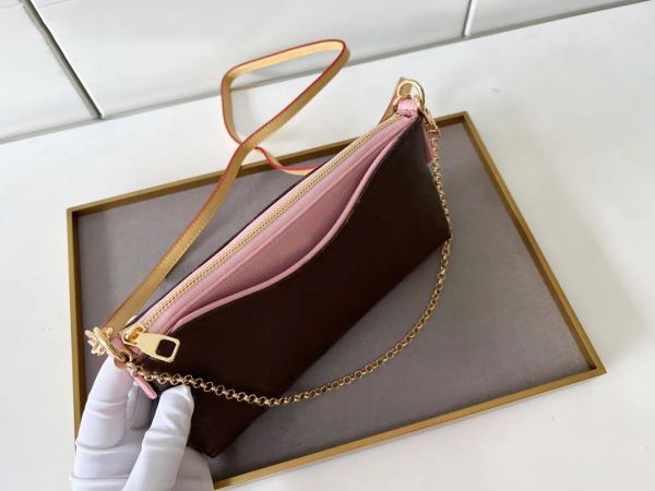 2023 Damen Umhängetasche Luxus Pallas Handtaschen Braune Blumenbuchstaben Ketten Taschen Top-Qualität Leder kleiner Crossbody-Geldbörsen Ladies Mode Clutch Großhandel Großhandel