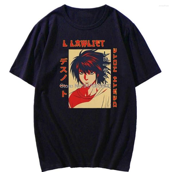 Camisetas masculinas Death Note de grandes dimensões Kawaii Drop harajuku y2k top kpop de manga curta