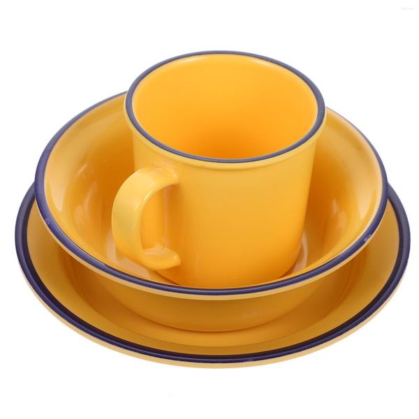 Set di stoviglie tazze da tè vintage set di piatti a tazza decorativa piastra creativa kit zuppa per bere tavoli da cucina melamina acqua retrò