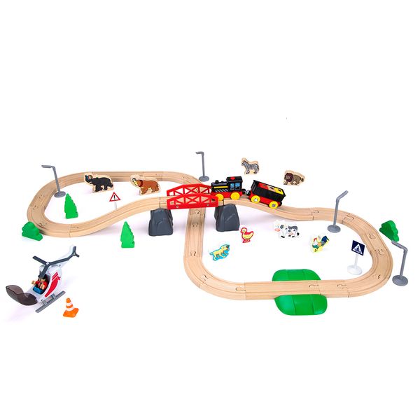 Diecast Modelo 50pcs Floresta Conjunto de ferrovias de madeira compatível com outras faixas presentes para crianças brinquedos 230821