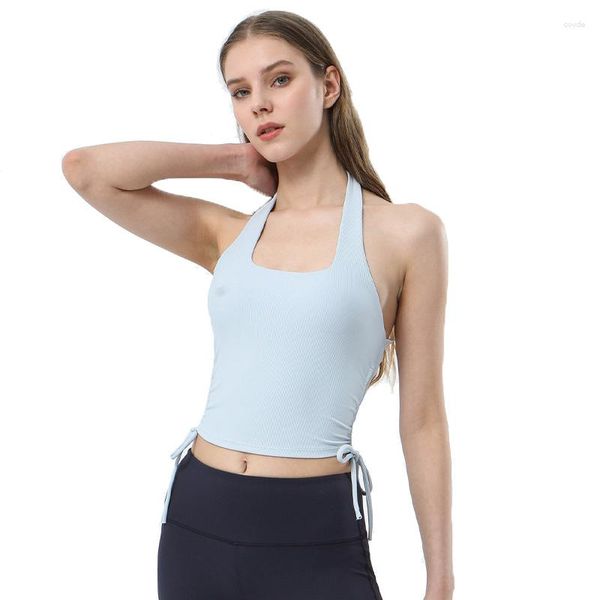 Tanques femininos Blue Activewear Tops para mulheres meninas Tanque de ioga Tampa lombar esportiva Camisas de treino de ginástica PLUS