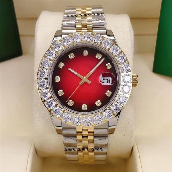 Mode volle automatische mechanische Uhrengröße 43 mm schöne Diamantperlen Saphirspiegel wasserdichte Funktion Männer wie ein Geschenk2584